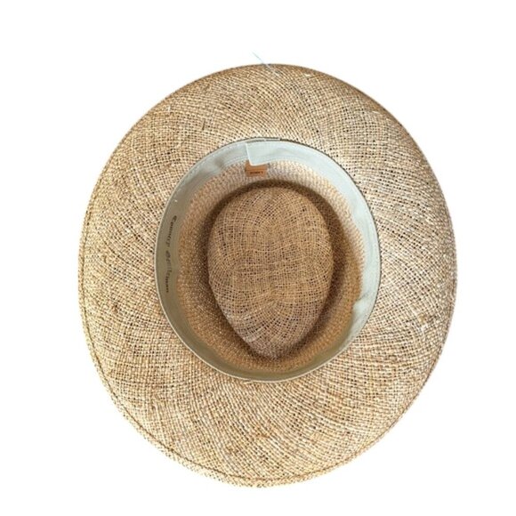 Unisex Country Bentleman Panama Hat Natural Woven Raffia Floral Band Size L